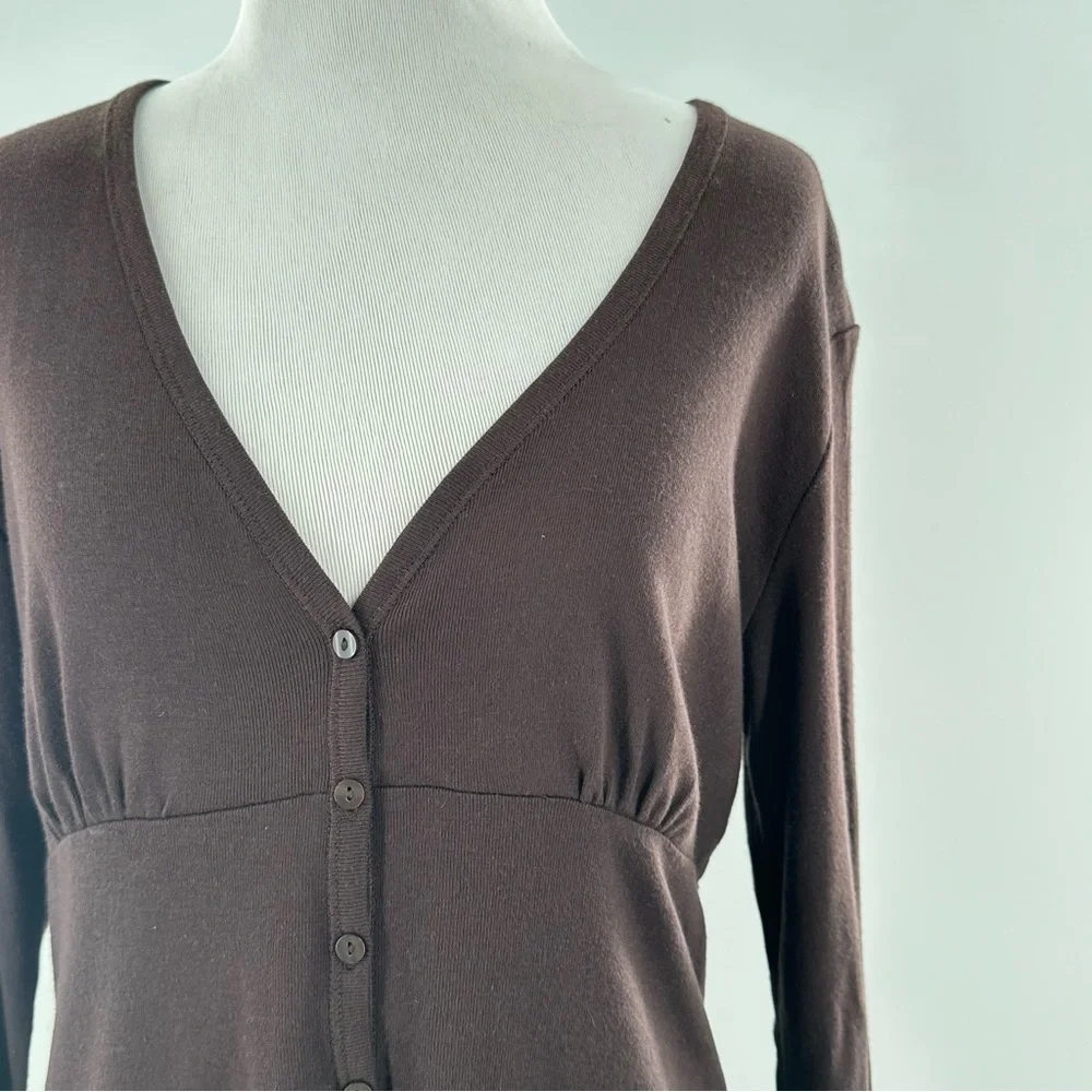 Talbots sweater size S brown 55% Pima cotton v-neck cardigan vintage y2k 2000s